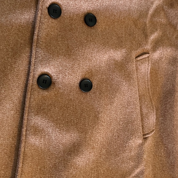 S Mens Double-breasted Hooded Jacket Parka Winter Outwear Tan Pea Coat Brown NWO - Picture 6 of 10